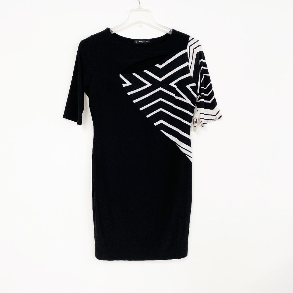 NWT Fashion to Figure Black Bodycon Geo Dress 1X